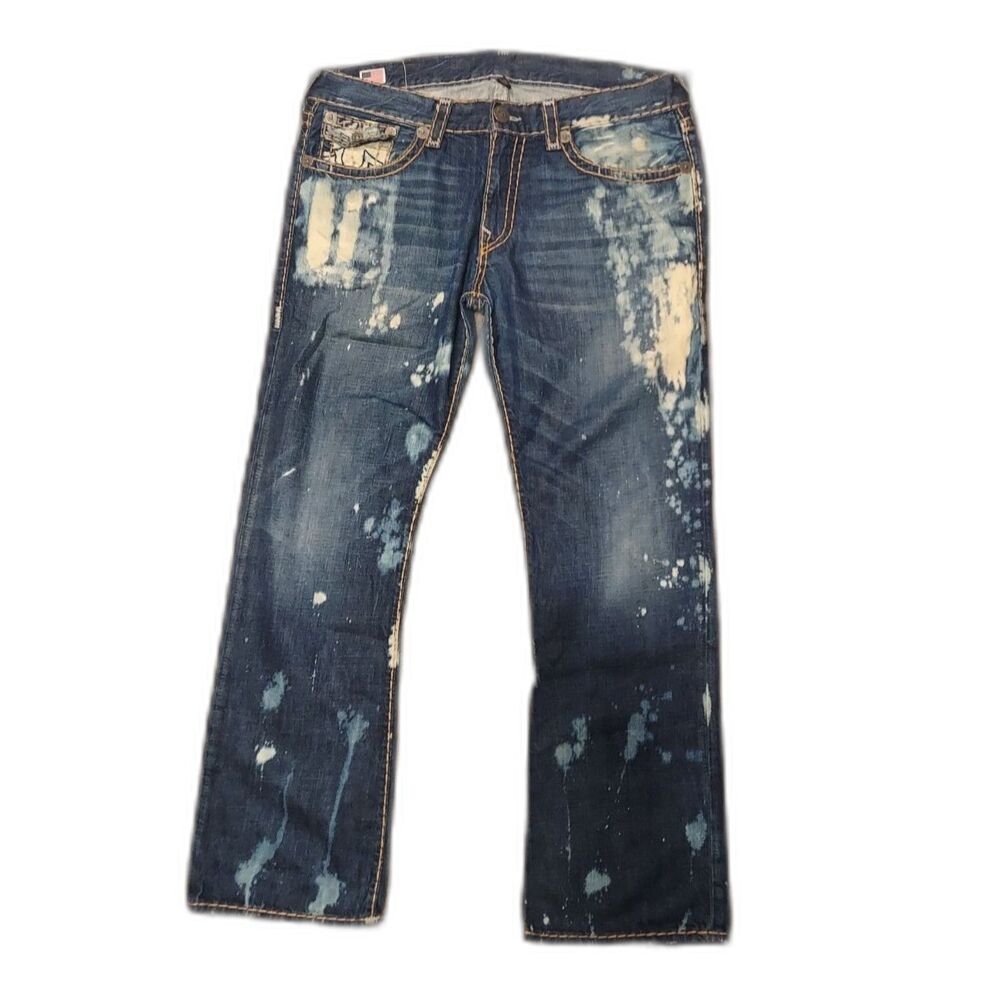 True Religion Bleached Super T Medium Wash Blue Jeans Ricky Sz38